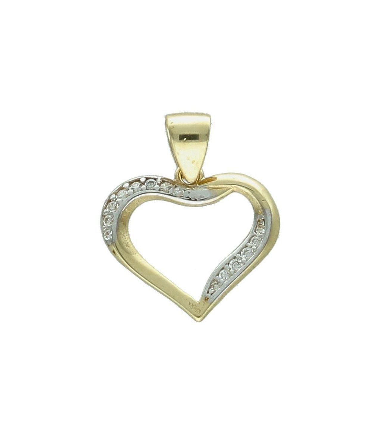 Zawieszka złota serce z cyrkonią próba 585, ZA 7314 585 Zawieszka złota serce z cyrkonią próba 585, ZA 7314 585. Wisiorek został wykonany z wysokiej jakości złota próby 585.jpg